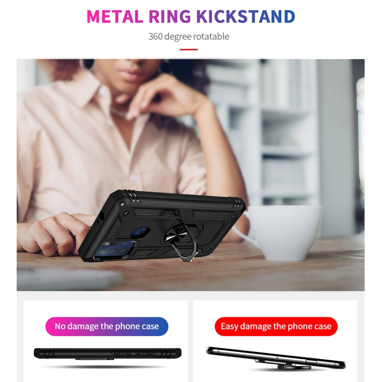 For Motorola Moto G60s Shockproof TPU + PC Phone Case with 360 Degree Rotating Holder(Black) by buy2fix