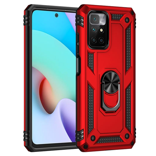 For Xiaomi Redmi 10 Shockproof TPU + PC Phone Case with 360 Degree Rotating Holder(Red) by buy2fix