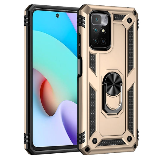 For Xiaomi Redmi 10 Shockproof TPU + PC Phone Case with 360 Degree Rotating Holder(Gold) by buy2fix