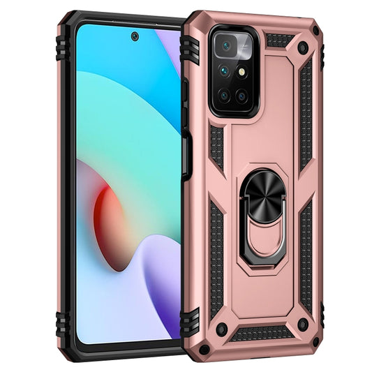 For Xiaomi Redmi 10 Shockproof TPU + PC Phone Case with 360 Degree Rotating Holder(Rose Gold) by buy2fix