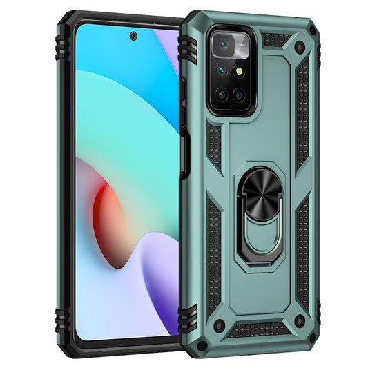 For Xiaomi Redmi 10 Shockproof TPU + PC Phone Case with 360 Degree Rotating Holder(Dark Green) by buy2fix