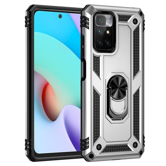 For Xiaomi Redmi 10 Shockproof TPU + PC Phone Case with 360 Degree Rotating Holder(Silver) by buy2fix
