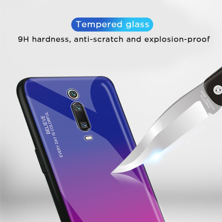 For Xiaomi Redmi K20 / K20 Pro / Mi 9T / Mi 9T Pro Gradient Color Glass Case(Red) by buy2fix