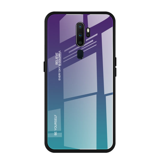 For OPPO A9 (2020) Gradient Color Glass Case(Purple) by buy2fix