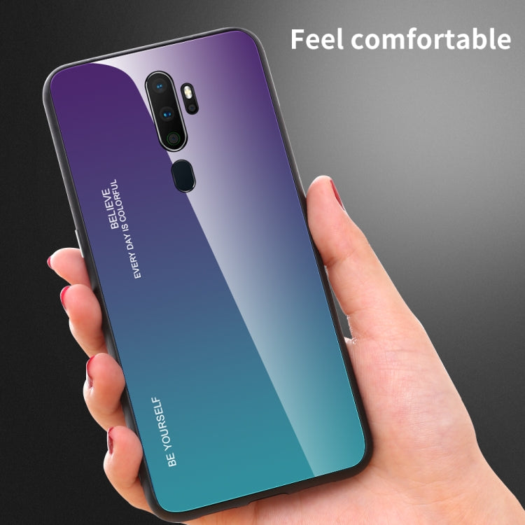 For OPPO A9 (2020) Gradient Color Glass Case(Purple) by buy2fix