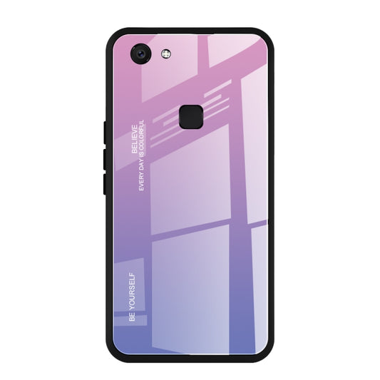 For Vivo V7 Gradient Color Glass Case(Light Purple) by buy2fix