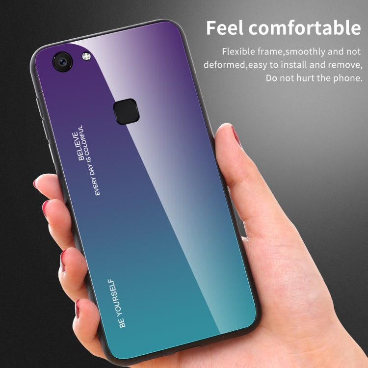 For Vivo V7 Gradient Color Glass Case(Light Purple) by buy2fix