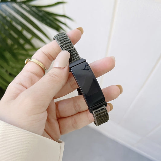 For Fitbit Inspire 2 Nylon Loop Strap Watch Band(Army Green) by buy2fix