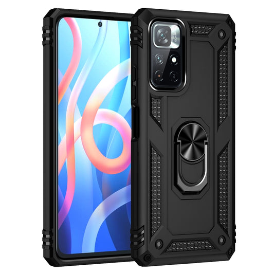 For Xiaomi Redmi Note 11 5G Shockproof TPU + PC Phone Case with 360 Degree Rotating Holder(Black) by buy2fix