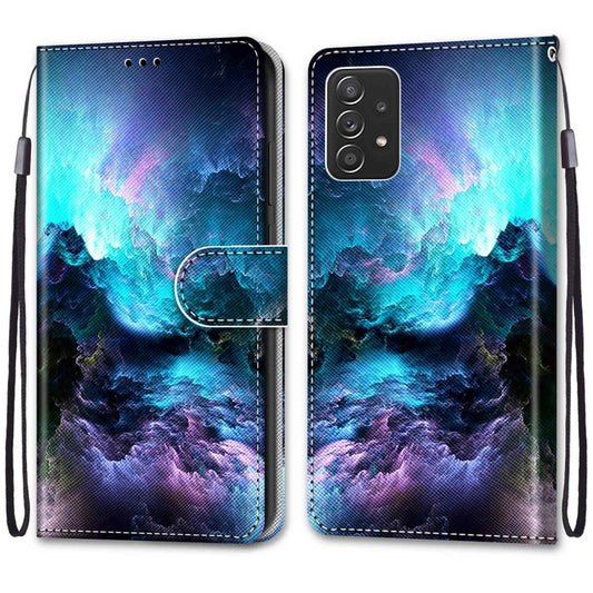 For Samsung Galaxy A53 5G Coloured Drawing Cross Texture Horizontal Flip Leather Phone Case with Holder & Card Slots & Wallet & Lanyard(Colorful Clouds) by buy2fix