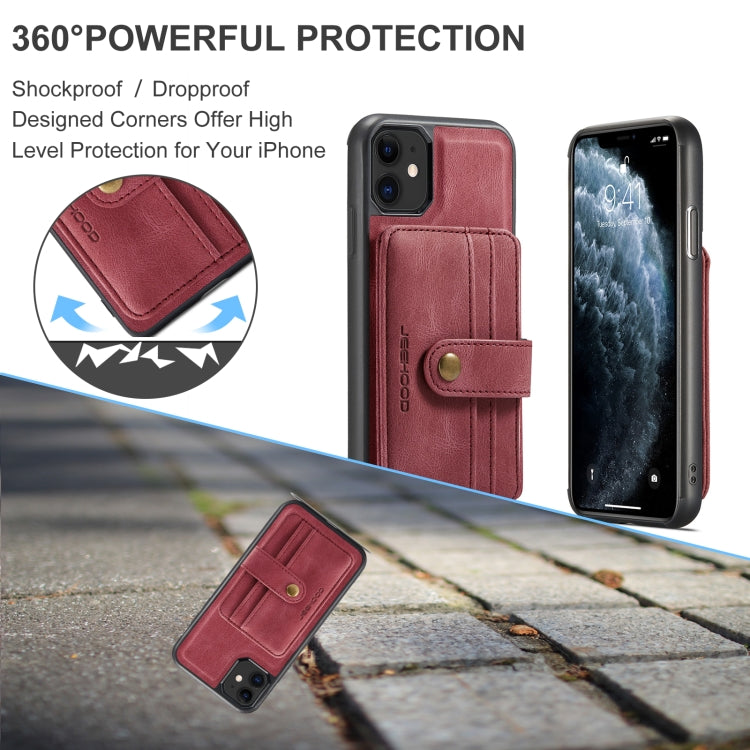 For iPhone 11 Pro Max JEEHOOD RFID Blocking Anti-Theft Wallet Phone Case (Red) by JEEHOOD