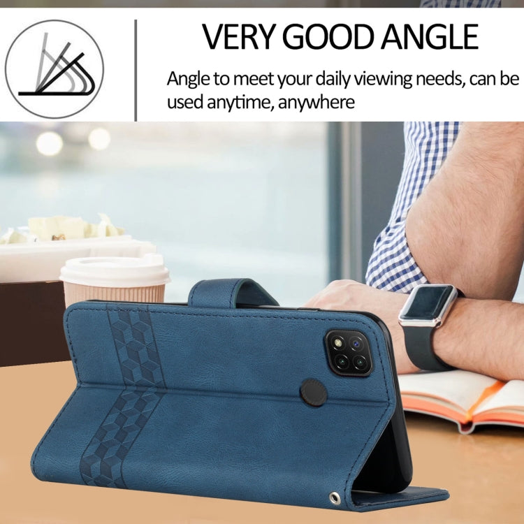 For Xiaomi Redmi 9C Cubic Skin Feel Flip Leather Phone Case(RoyalBlue) by buy2fix