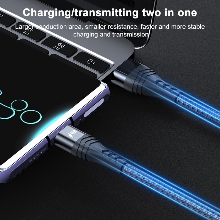 ADC-005 6A USB to USB-C / Type-C Weave Fast Charging Data Cable, Length:0.5m(Silver) by buy2fix