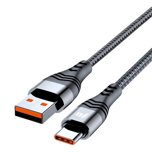ADC-005 6A USB to USB-C / Type-C Weave Fast Charging Data Cable, Length:3m(Silver) by buy2fix