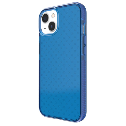For iPhone 13 Grid Pattern Shockproof Transparent TPU Phone Case(Blue) by buy2fix
