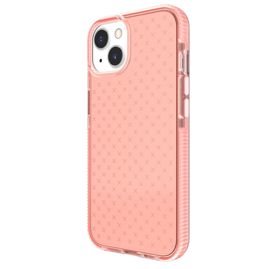 For iPhone 13 Grid Pattern Shockproof Transparent TPU Phone Case(Pink) by buy2fix