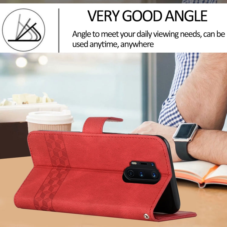Cubic Skin Feel Flip Leather Phone Case For OnePlus 8 Pro(Red) by buy2fix