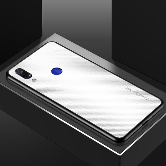 For Xiaomi Redmi Note 7 Texture Gradient Glass Protective Case(White) by buy2fix