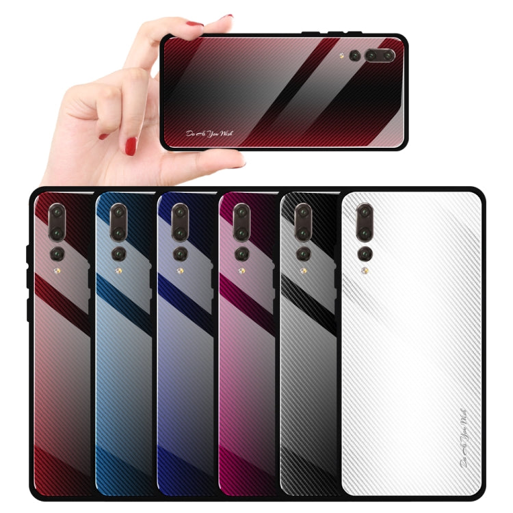 For Huawei P20 Pro Texture Gradient Glass Protective Case(Black) by buy2fix