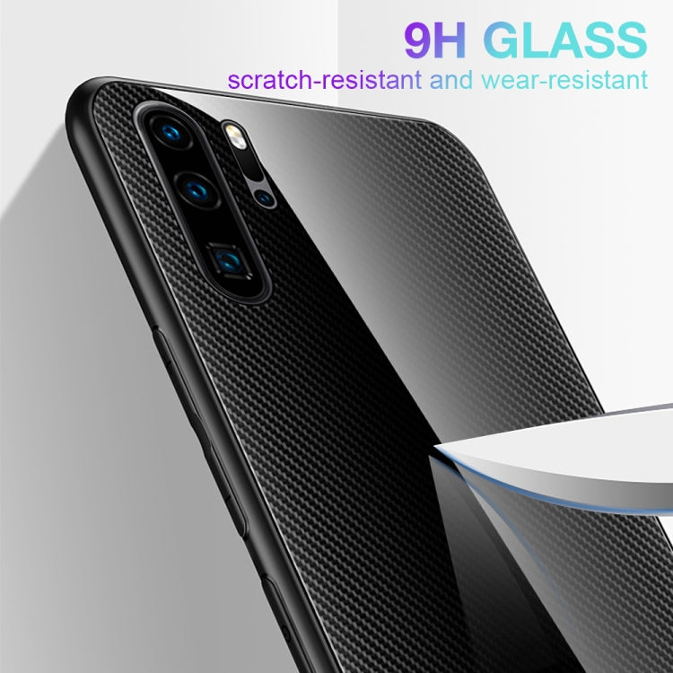 For Huawei P30 Pro Texture Gradient Glass Protective Case(Rose Red) by buy2fix