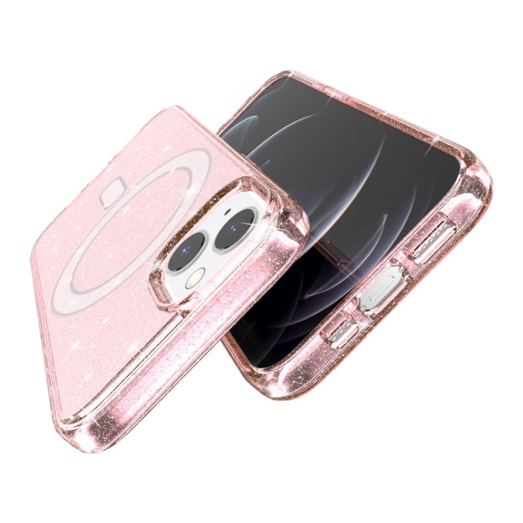 For iPhone 13 Terminator Style Glitter Powder MagSafe Magnetic Phone Case(Pink) by buy2fix