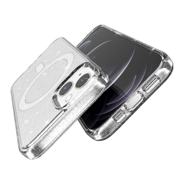 For iPhone 13 Terminator Style Glitter Powder MagSafe Magnetic Phone Case(White) by buy2fix