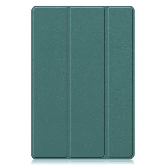 For Samsung Galaxy Tab A8 2021 Three-folding Holder Custer Texture Leather Tablet Case(Dark Green) by buy2fix