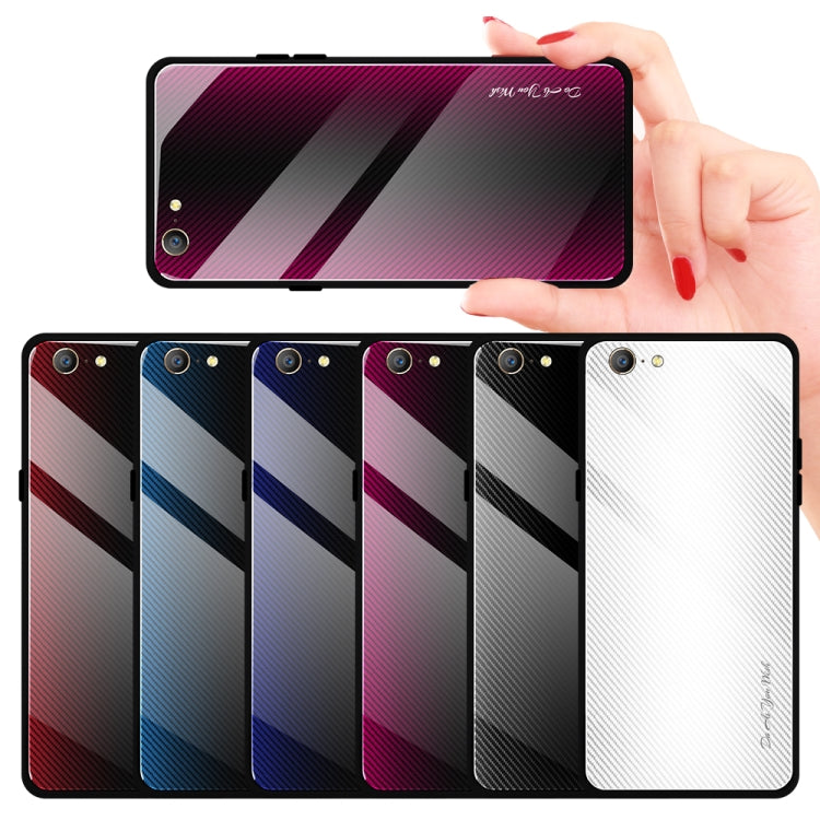 For OPPO A57 / A39 Texture Gradient Glass Protective Case(Rose Red) by buy2fix