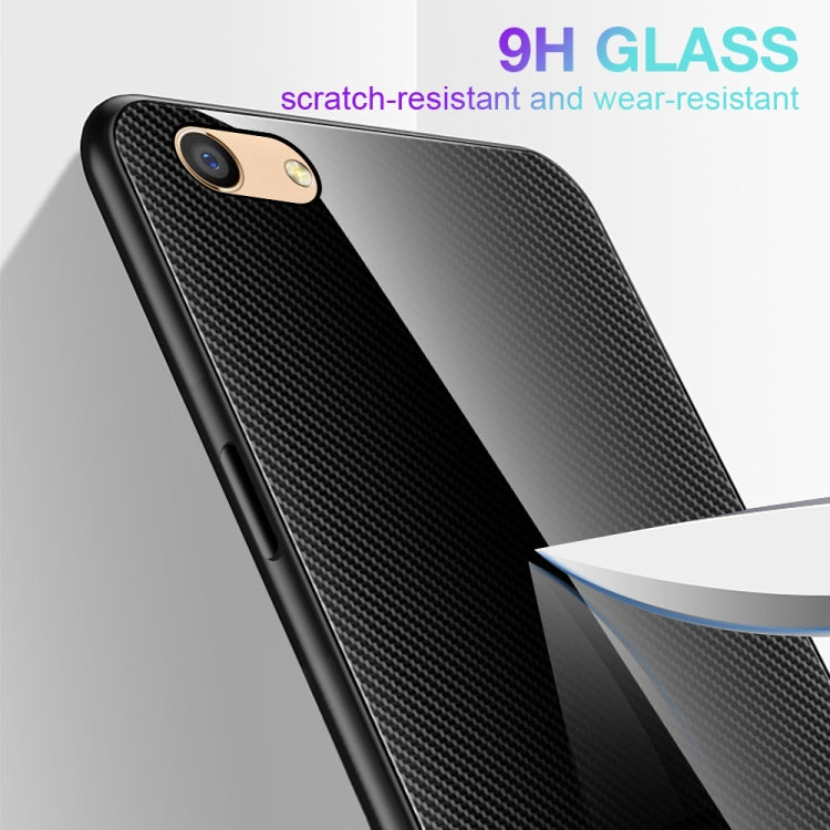 For OPPO F3 Texture Gradient Glass Protective Case(Black) by buy2fix