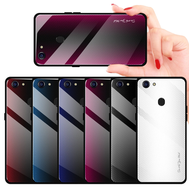 For OPPO F5 Texture Gradient Glass Protective Case(Red) by buy2fix