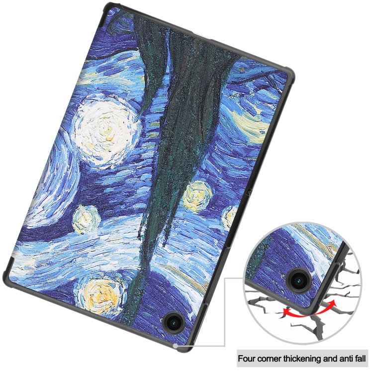 For Samsung Galaxy Tab A8 2021 Painted Leather Tablet Case with 3-Fold Holder(Starry Sky) by buy2fix