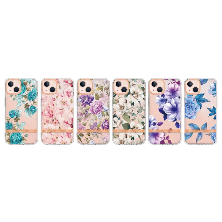 For iPhone 13 mini Flowers and Plants Series IMD TPU Phone Case (Purple Peony) by buy2fix