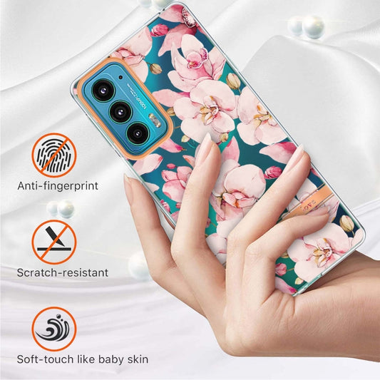 Flowers and Plants Series IMD TPU Phone Case For Motorola Edge 20(Pink Gardenia) by buy2fix