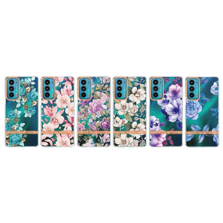 Flowers and Plants Series IMD TPU Phone Case For Motorola Edge 20(Pink Gardenia) by buy2fix