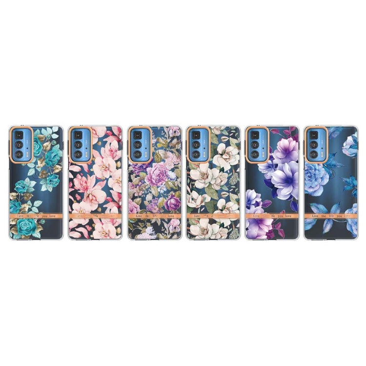 Flowers and Plants Series IMD TPU Phone Case For Motorola Edge 20 Pro(Purple Begonia) by buy2fix