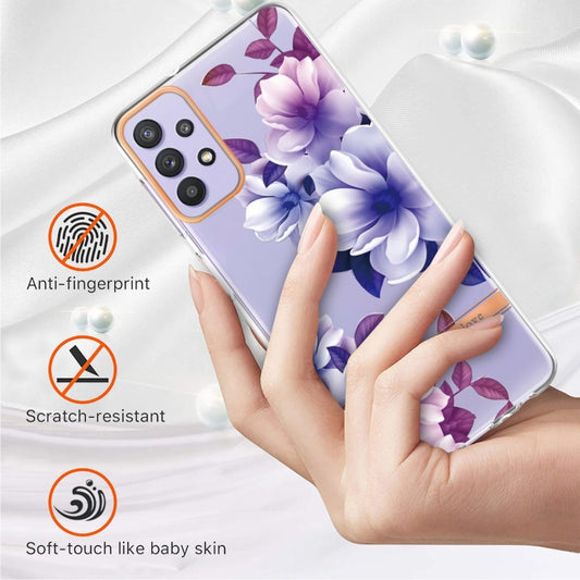 For Samsung Galaxy A32 5G Flowers and Plants Series IMD TPU Phone Case(Purple Begonia) by buy2fix