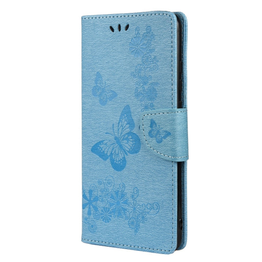 For Samsung Galaxy A33 5G Butterfly Embossed Horizontal Flip Leather Phone Case with Card Slot & Holder(Blue) by buy2fix