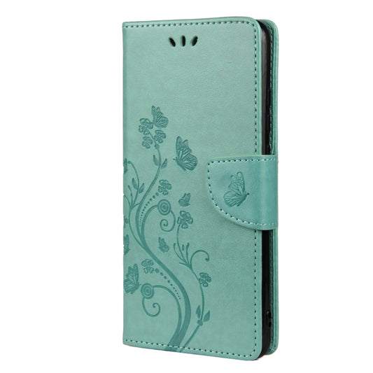 For Xiaomi Redmi Note 11 Butterfly Flower Pattern Horizontal Flip Leather Phone Case with Card Slot & Holder(Green) by buy2fix