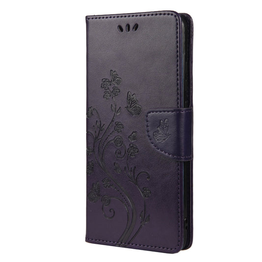 For Xiaomi Redmi Note 11 Butterfly Flower Pattern Horizontal Flip Leather Phone Case with Card Slot & Holder(Dark Purple) by buy2fix
