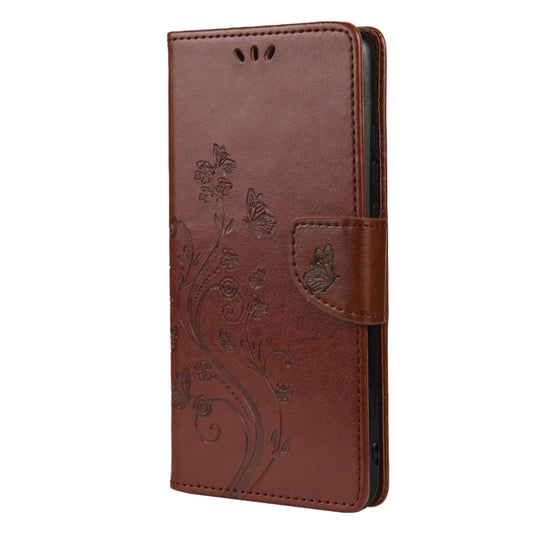 For Xiaomi Redmi Note 11 Butterfly Flower Pattern Horizontal Flip Leather Phone Case with Card Slot & Holder(Brown) by buy2fix