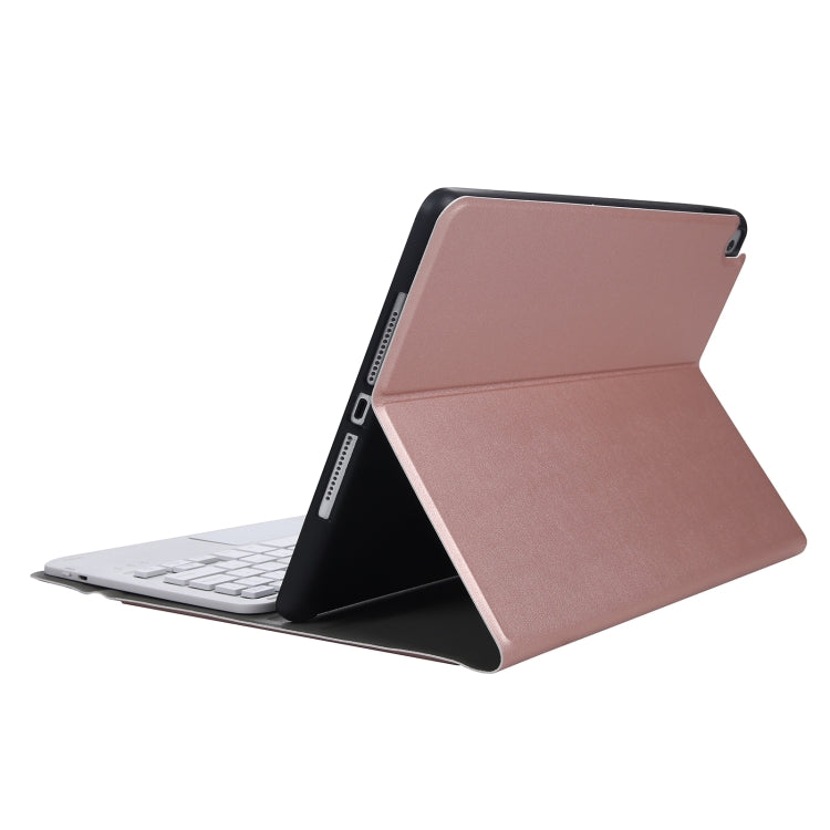 A07B-A Lambskin Texture Square Keycap Bluetooth Keyboard Leather Case with Touch Control For iPad 9.7 2018 & 2017 / Pro 9.7 inch / Air 2(Rose Gold) by buy2fix