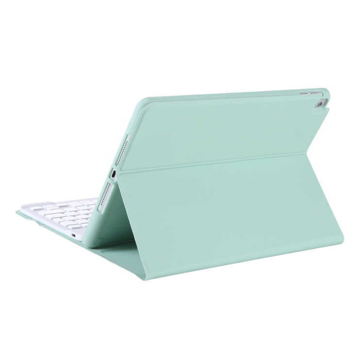 A102B-A Lambskin Texture Square Keycap Bluetooth Keyboard Leather Case with Touch Control For iPad Pro 10.5 inch / 10.2 2021 & 2020 & 2019 / Air 3(Light Green) by buy2fix