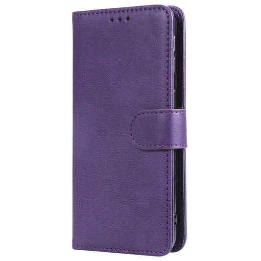 For Galaxy A40 Solid Color Horizontal Flip Protective Case with Holder & Card Slots & Wallet & Photo Frame & Lanyard(Purple) by buy2fix