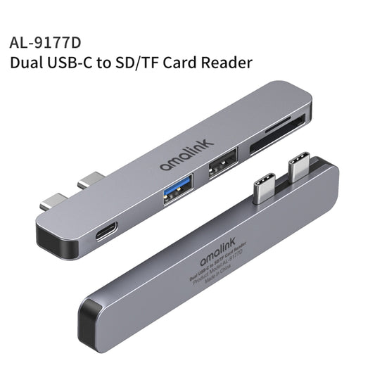 amalink 9177D Dual Type-C / USB-C to SD/TF Card Reader(Grey) by amalink