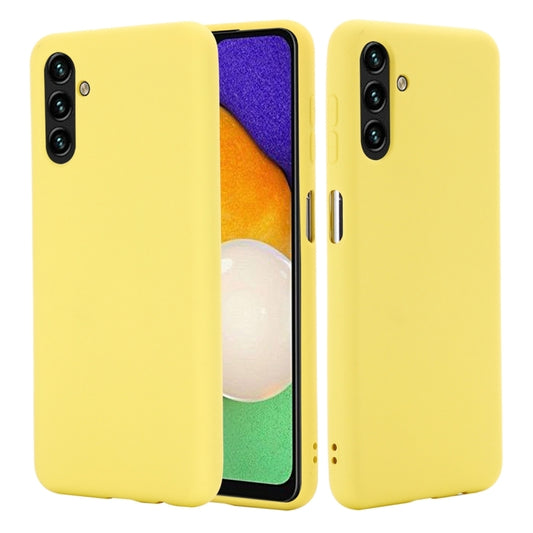 For Samsung Galaxy A13 5G Pure Color Liquid Silicone Phone Case(Yellow) by buy2fix