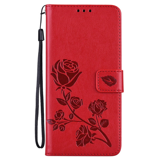 For Samsung Galaxy S22 Ultra 5G Rose Embossed Leather Phone Case(Red) by buy2fix