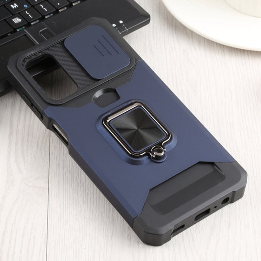Sliding Camera Cover Design PC + TPU Shockproof Phone Case with Ring Holder & Card Slot For Samsung Galaxy A13 4G/Galaxy A13 5G /Galaxy A13 Lite/Galaxy A04/Galaxy A04S/Galaxy A04E 4G(Blue) by buy2fix