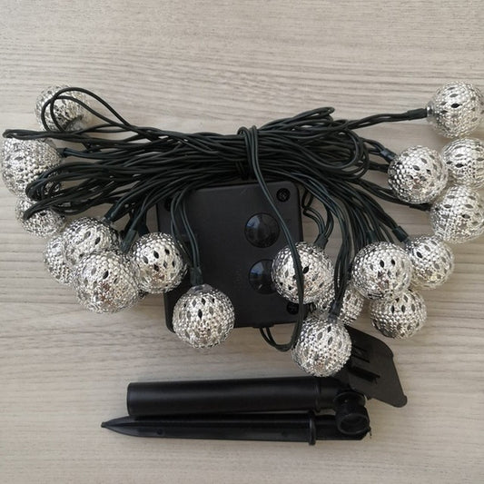 Ironwork Hollow Small Ball Outdoor LED Light String Garden Festival Decoration Light with Remote Control, Specification:Waterproof Battery Box 40 LEDs(Warm White) by buy2fix