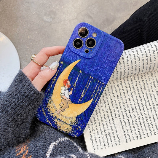 For iPhone 13 Pro Max TPU Pattern Shockproof Phone Case (Moon) by buy2fix