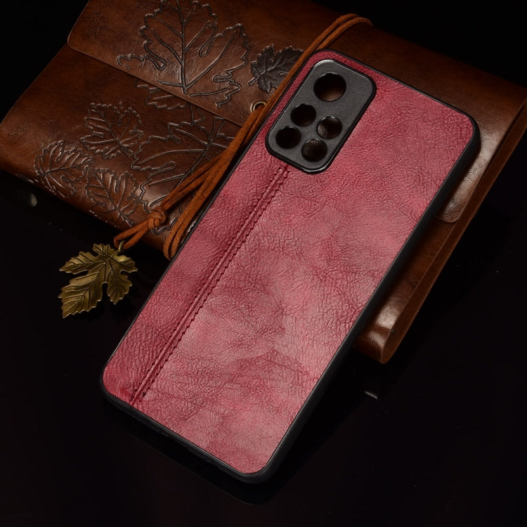 For Xiaomi Redmi Note 11 5G Sewing Cow Pattern Skin Phone Case(Red) by buy2fix